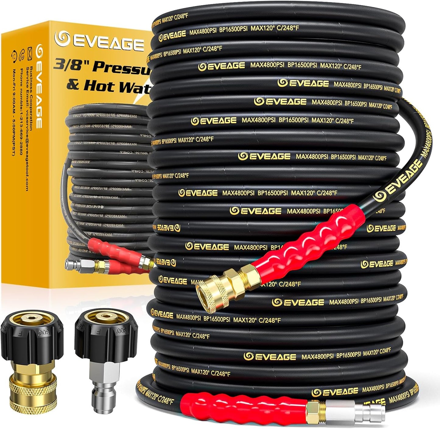 100ft 4800PSI Kink Resistant Pressure Washer Hose Set