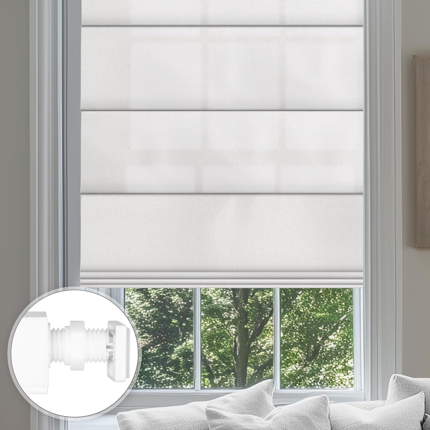 No Drill Roman Shades for Windows with UV Protection and Privacy