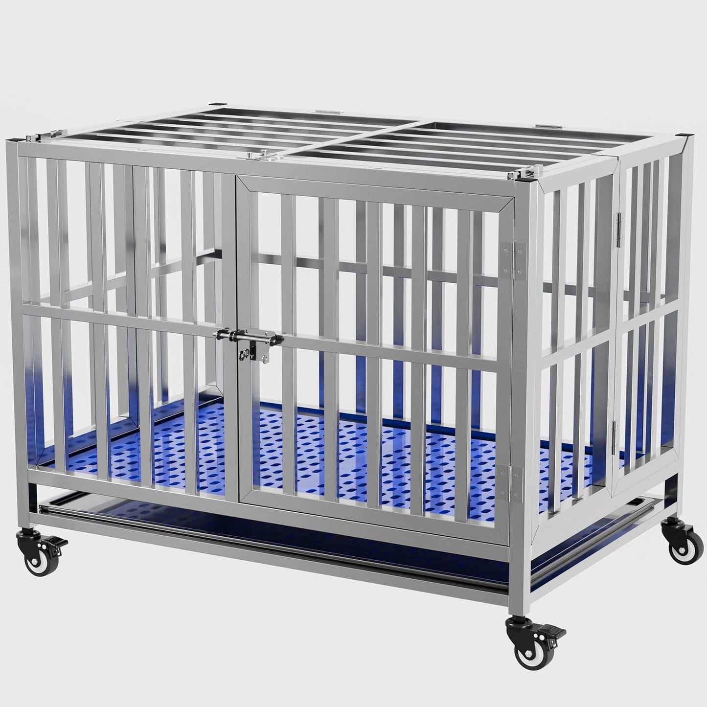 Collapsible Stainless Steel Dog Crate for All Dog Sizes