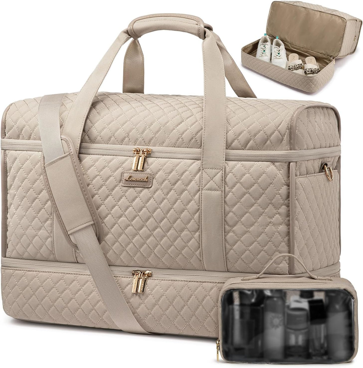 LOVEVOOK Large Travel Duffle Bag with Shoe Compartment for Women