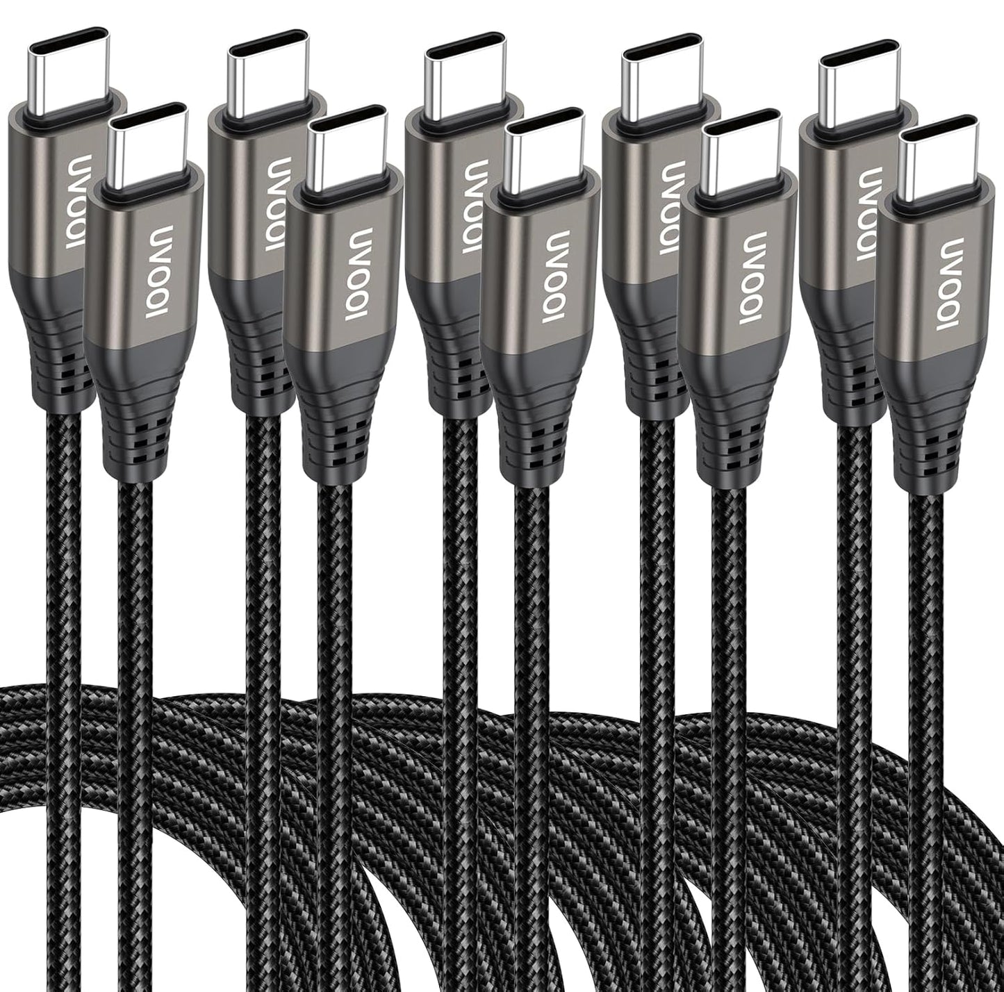 5-Pack 100W Fast Charging USB C Cables for Galaxy & Pixel