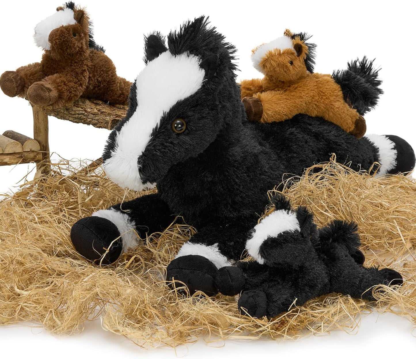 Tezituor 4Pcs Horse Stuffed Animal Set for Kids and Adults
