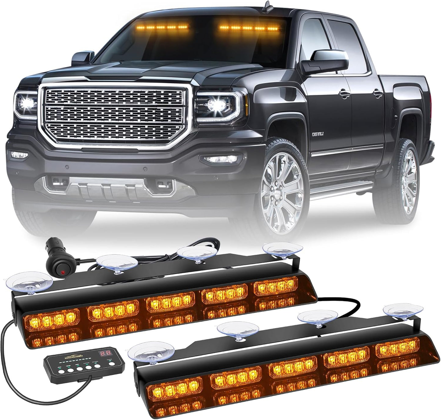 XRIDONSEN 2x 17 inch Emergency Dash Amber Strobe Lights Review
