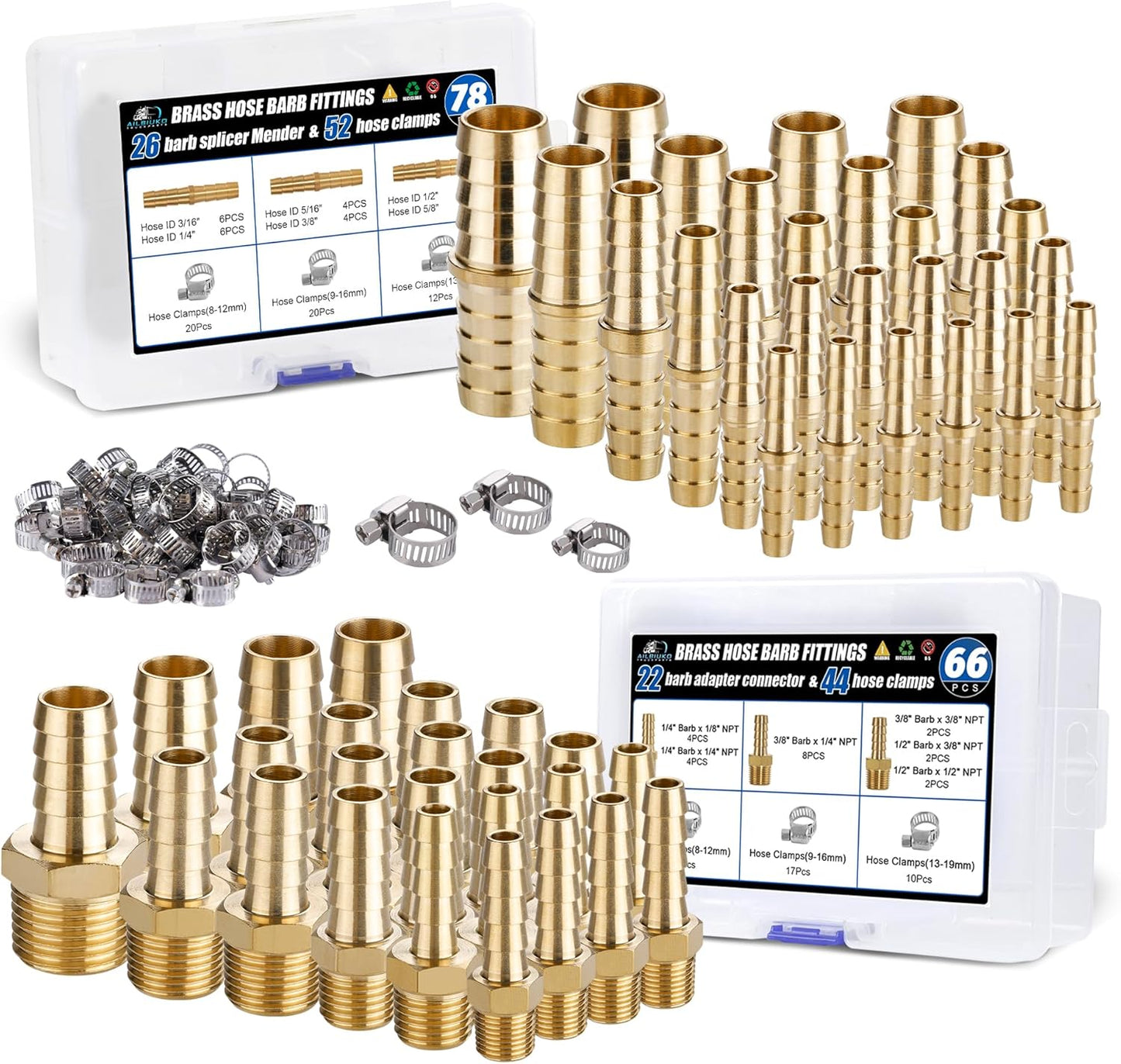 48PCS Brass Hose Barb Fittings for Secure Pipe Connections