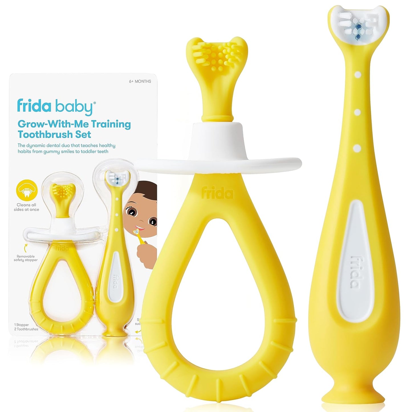 Frida Baby Grow-with-Me Toothbrush | 0-12 Months | Cleans All Sides | Sensitive Gums