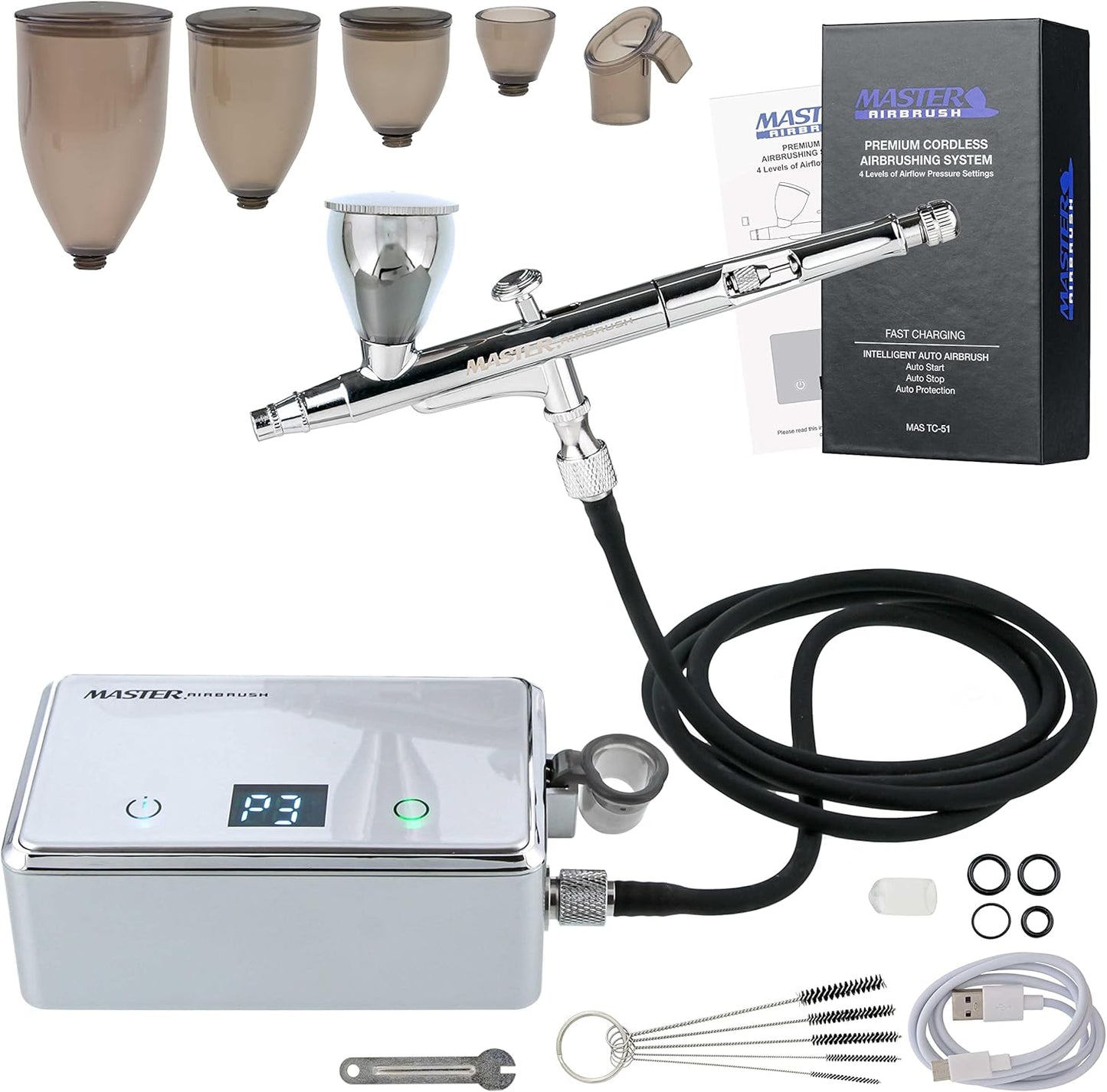 Portable Cordless Airbrush Kit - Professional 36 PSI Compressor Set