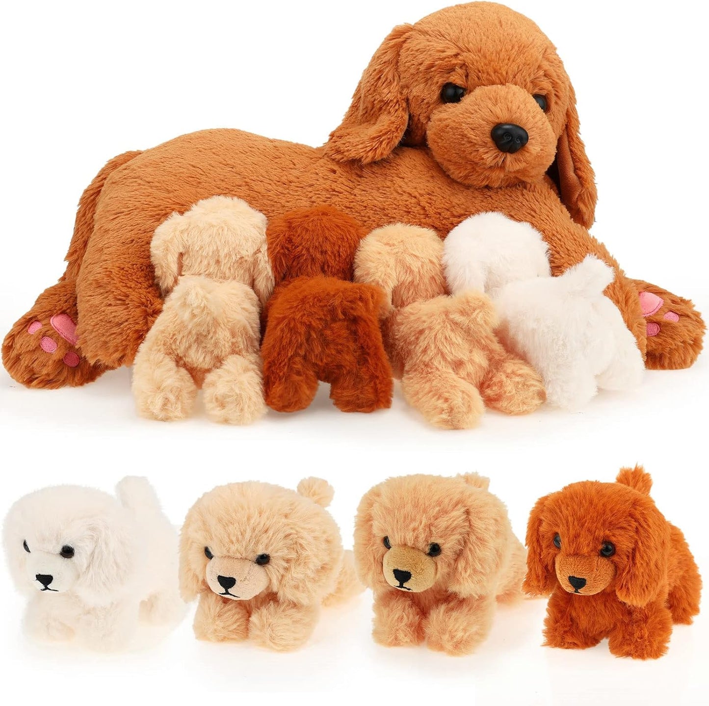 HyDren Nurturing Dog Stuffed Animal Set with Plush Puppies