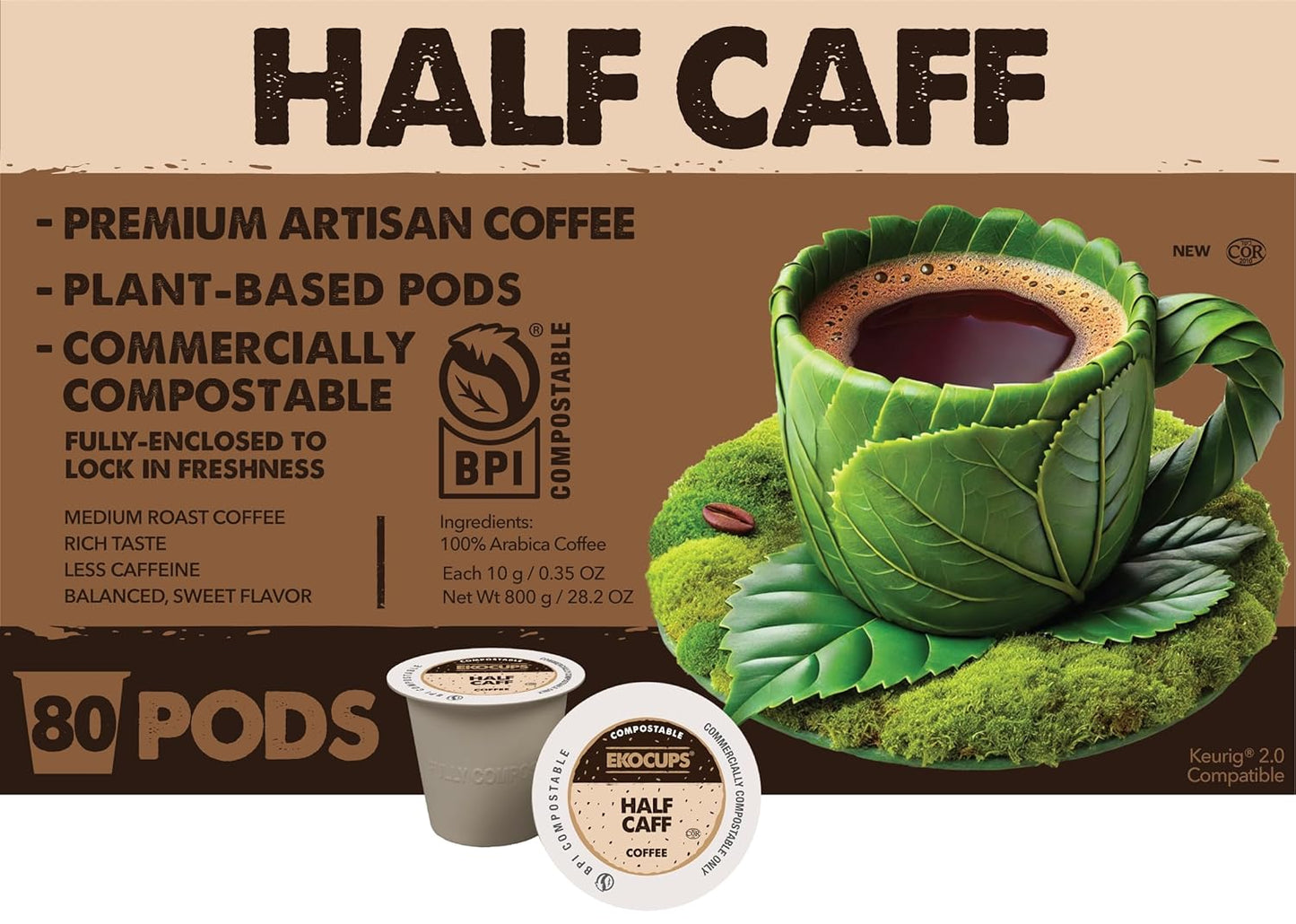 Ekocups Half Caff Coffee Pods for Smooth Flavor and Freshness