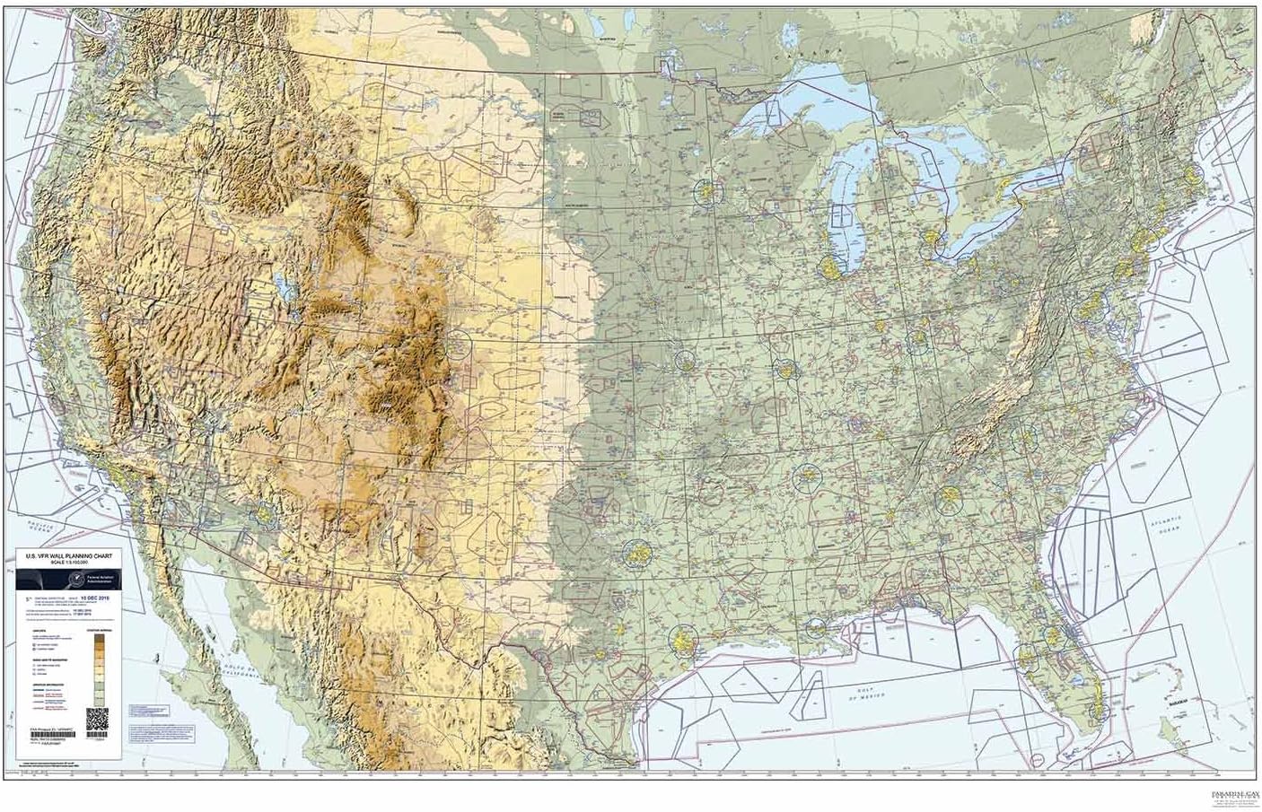 FAA Chart U.S. VFR Wall Planning Chart Art Print Quality