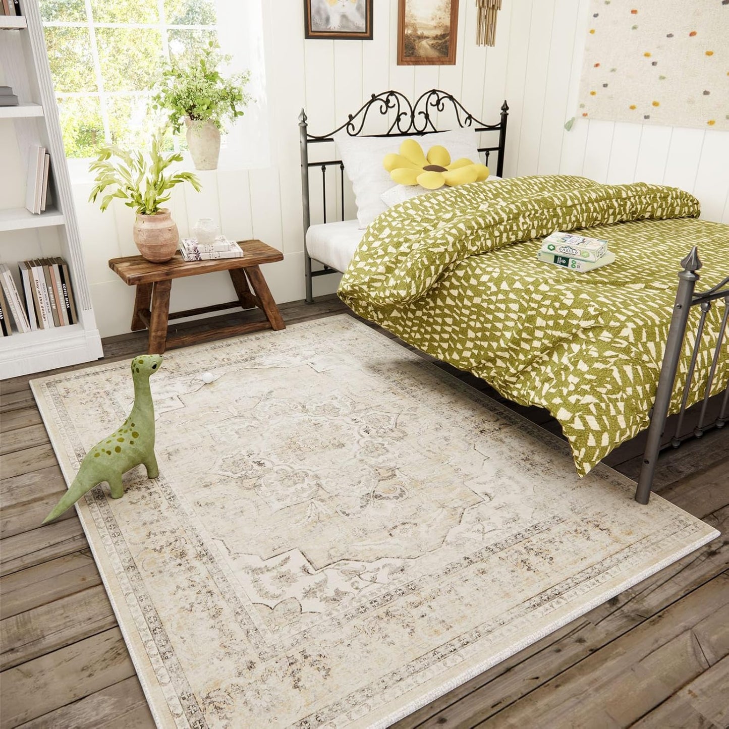 3x5 Washable Area Rugs for Bedroom: Soft Non-Slip Carpet