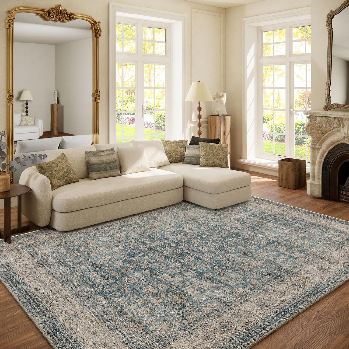 Machine Washable Living Room Rug: Vintage 6x9 Area Rug for Home
