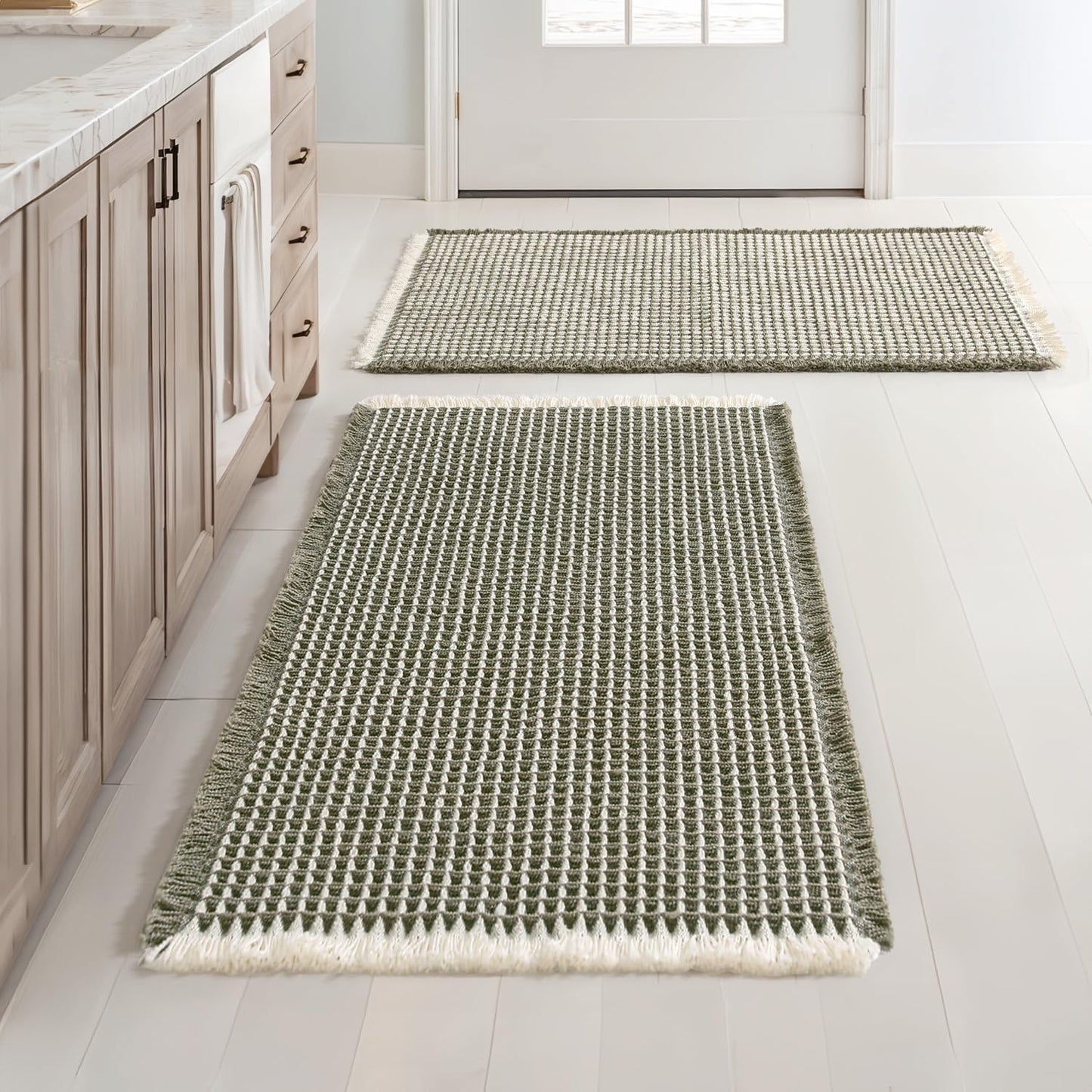 MIULEE Set of 2 Waffle Bathroom Rugs for Comfort and Safety