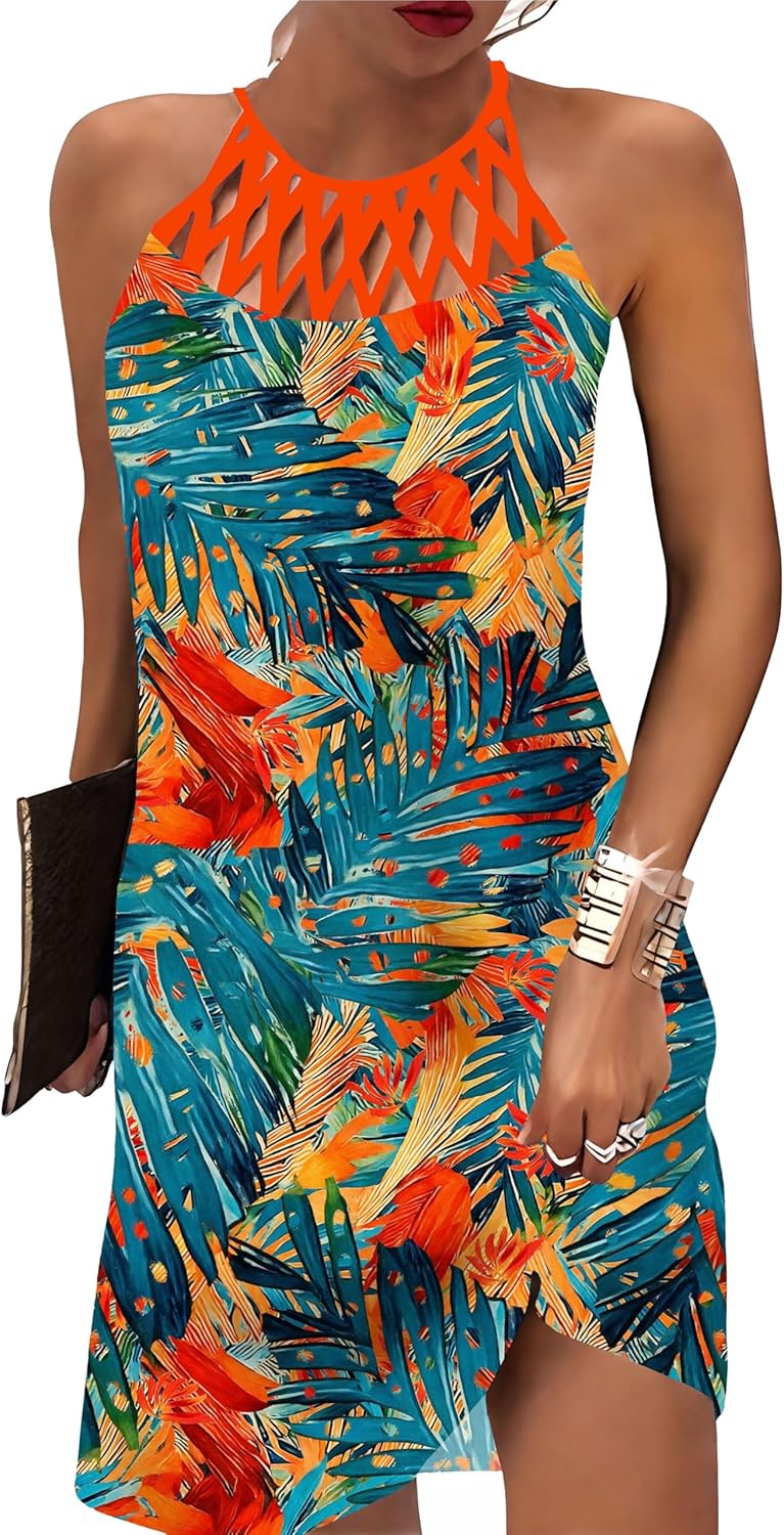 BIRW Summer Dresses for Women with Pockets and Halter Neck