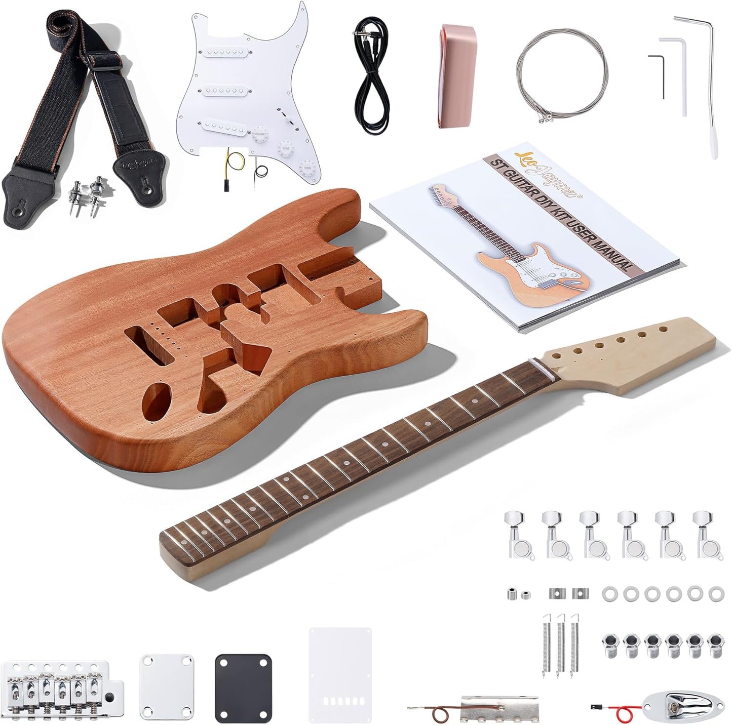 DIY ST Style Electric Guitar Kits with Mahogany Body and Maple Neck
