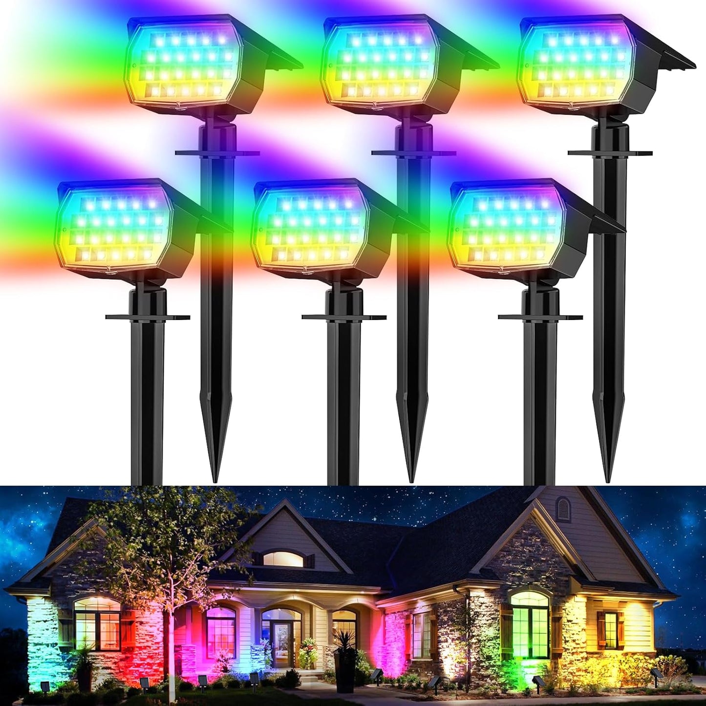 Solar Spot Lights Outdoor Color Changing for Garden Pathway