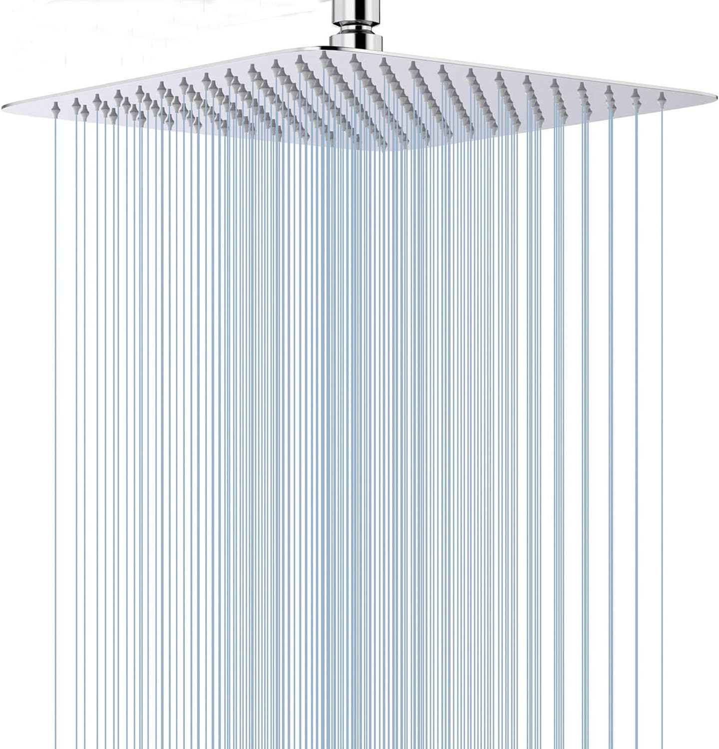 GGStudy 12 Inches Square Rain Shower Head for Ultimate Relaxation