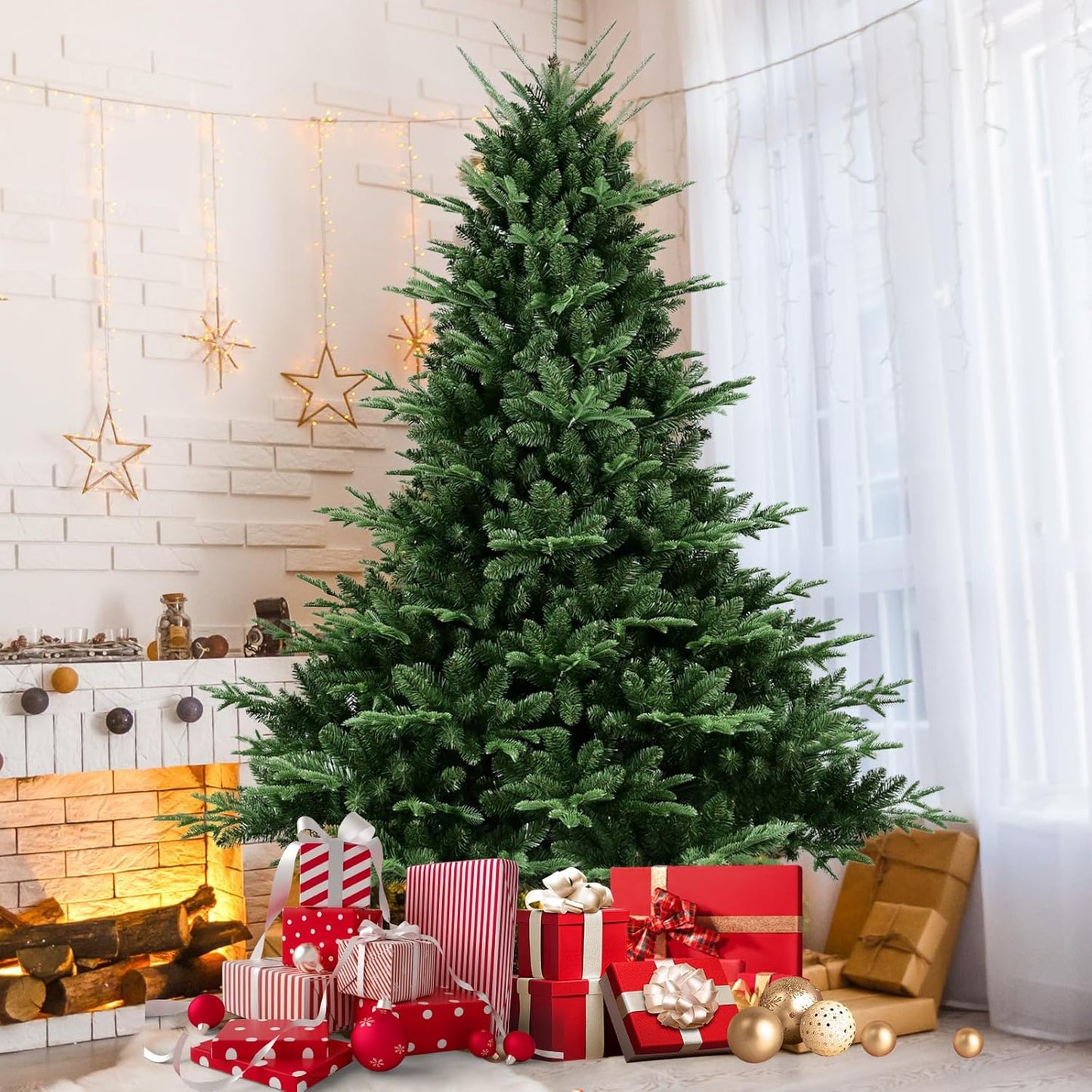 7.5FT Premium Hinged Spruce Artificial Christmas Tree for Holidays