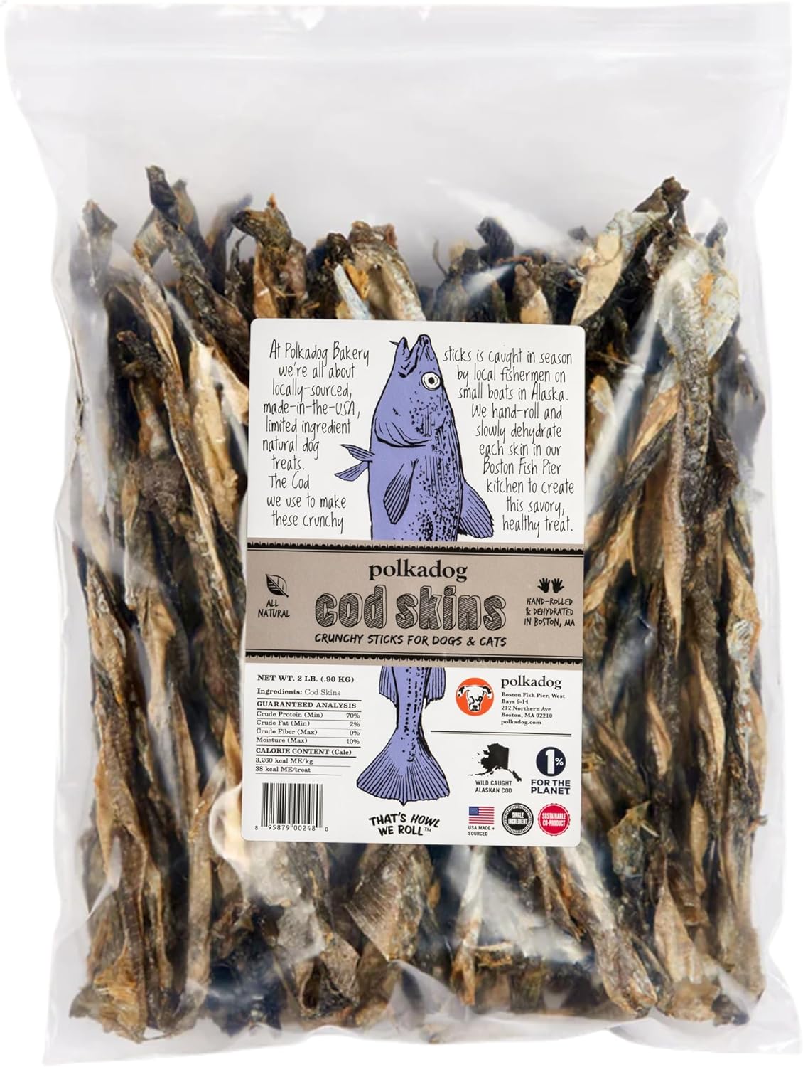 Polkadog Cod Skins for Dogs - Healthy, Grain-Free Treats