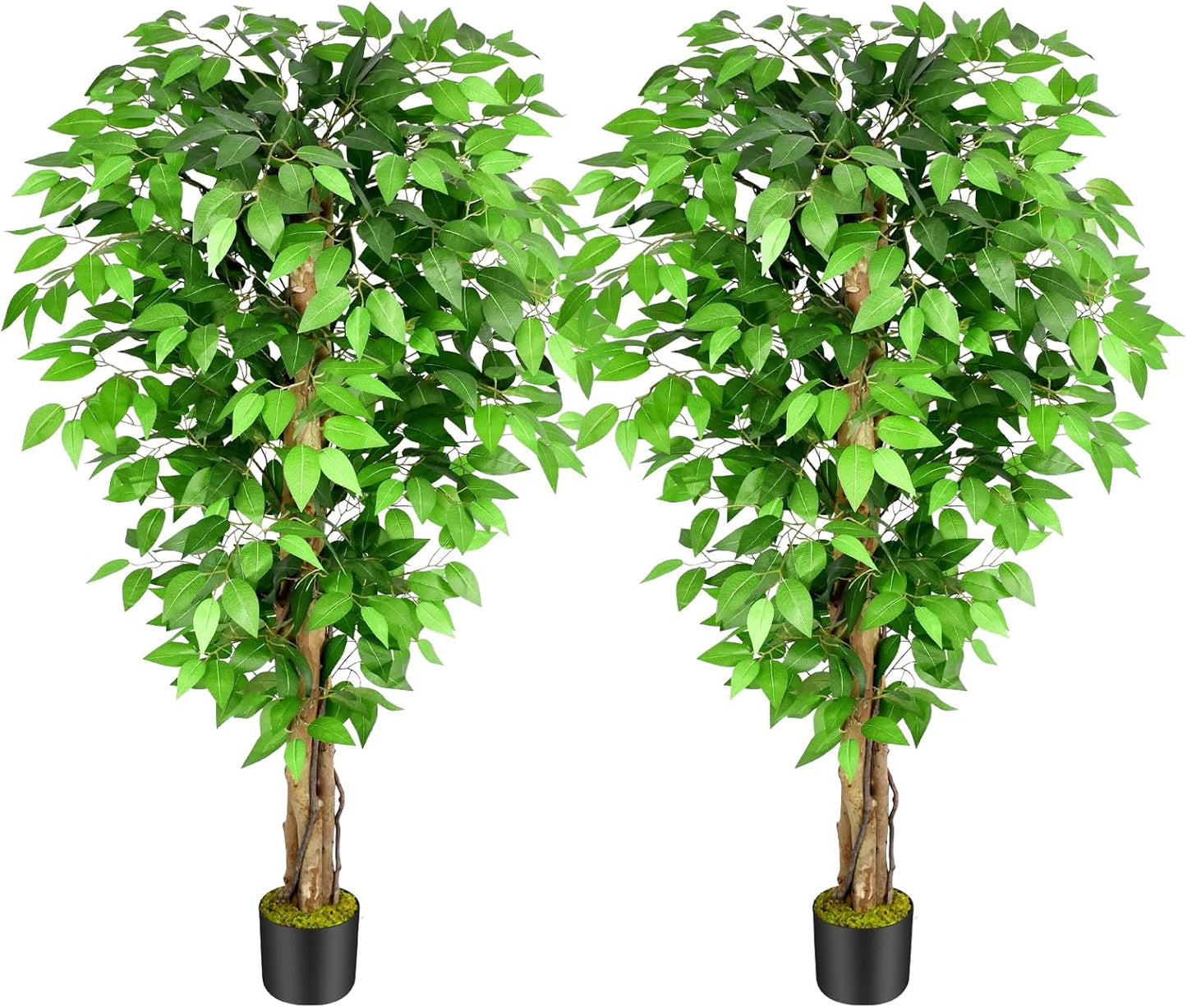 5ft Ficus Artificial Trees for Home Decor, Lifelike Faux Plants