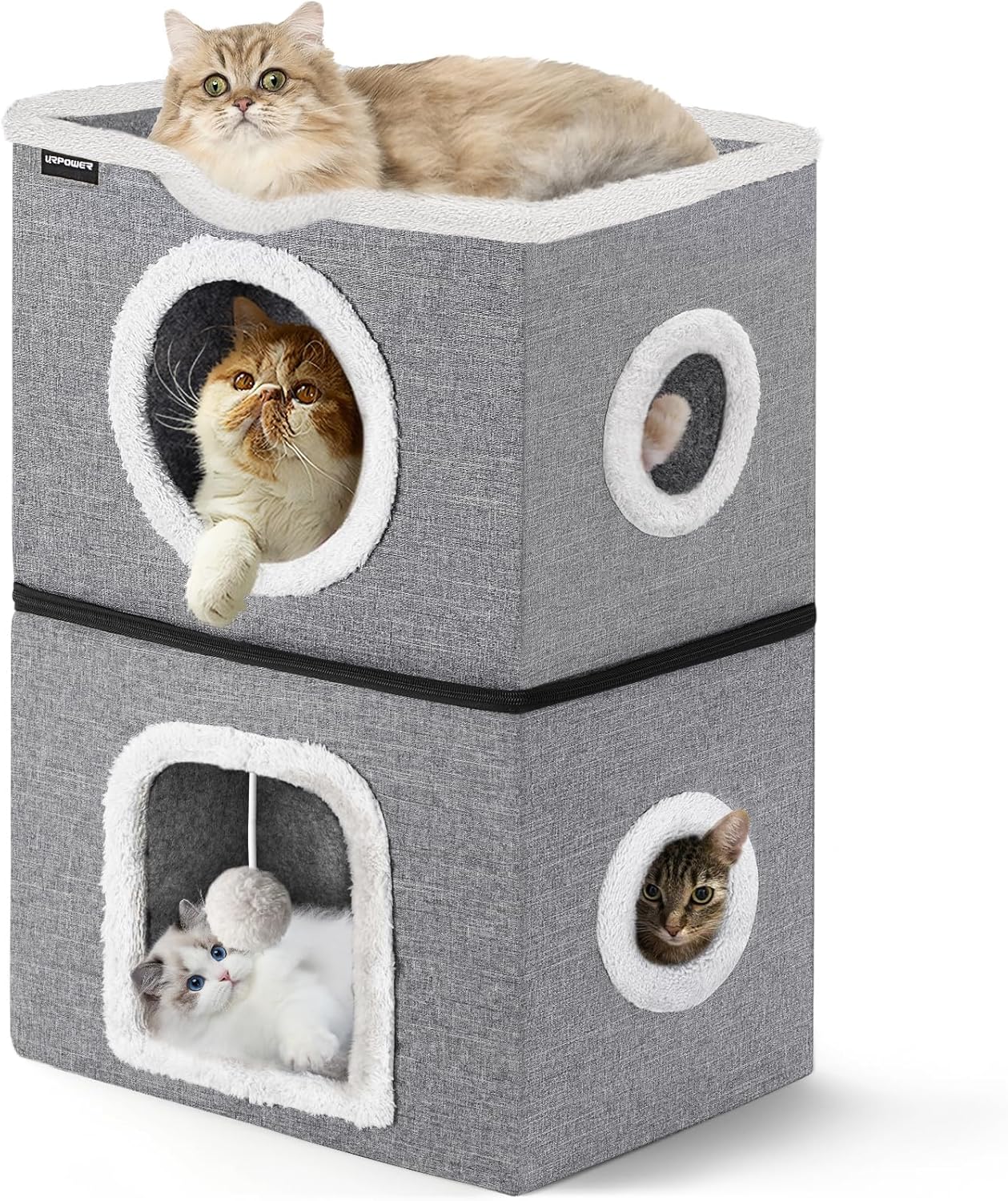 URPOWER 2 Story Cat Bed - Large Indoor Cat House for Pets