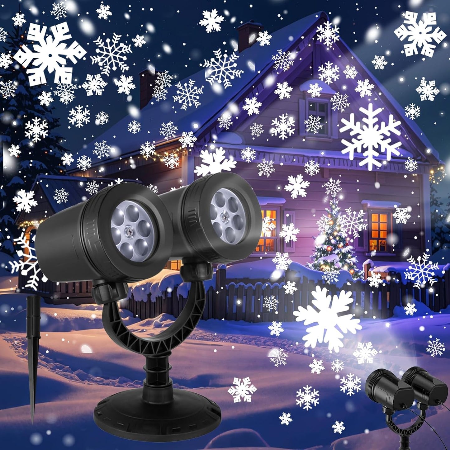 Dual Head Snowflake Light Projector for Festive Fun