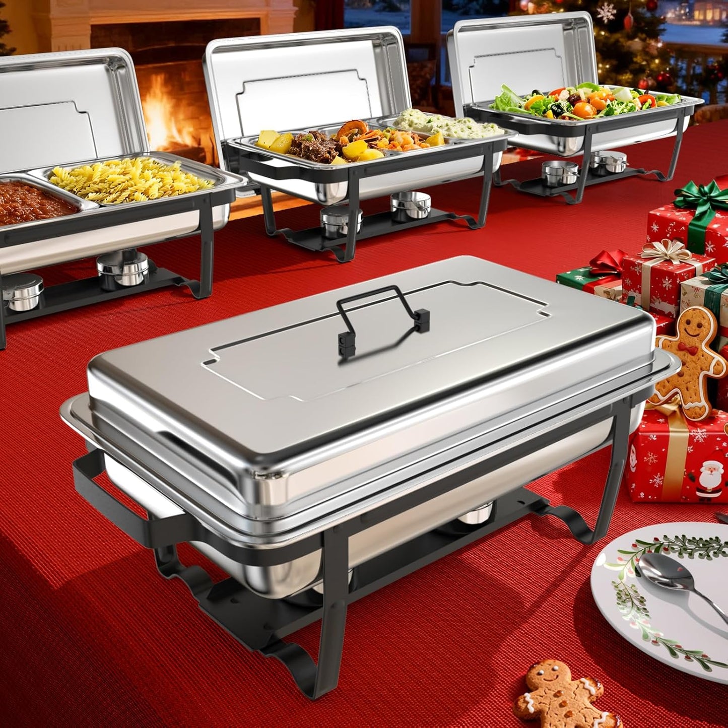 9Qt Chafing Dishes for Buffet - Elegant & Easy to Store Design