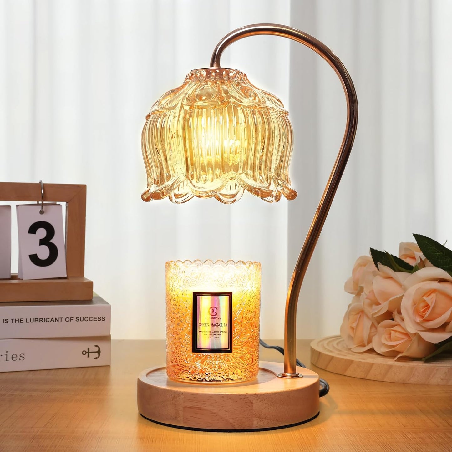 Dimmable Flower Candle Warmer Lamp with Timer for Scented Candles