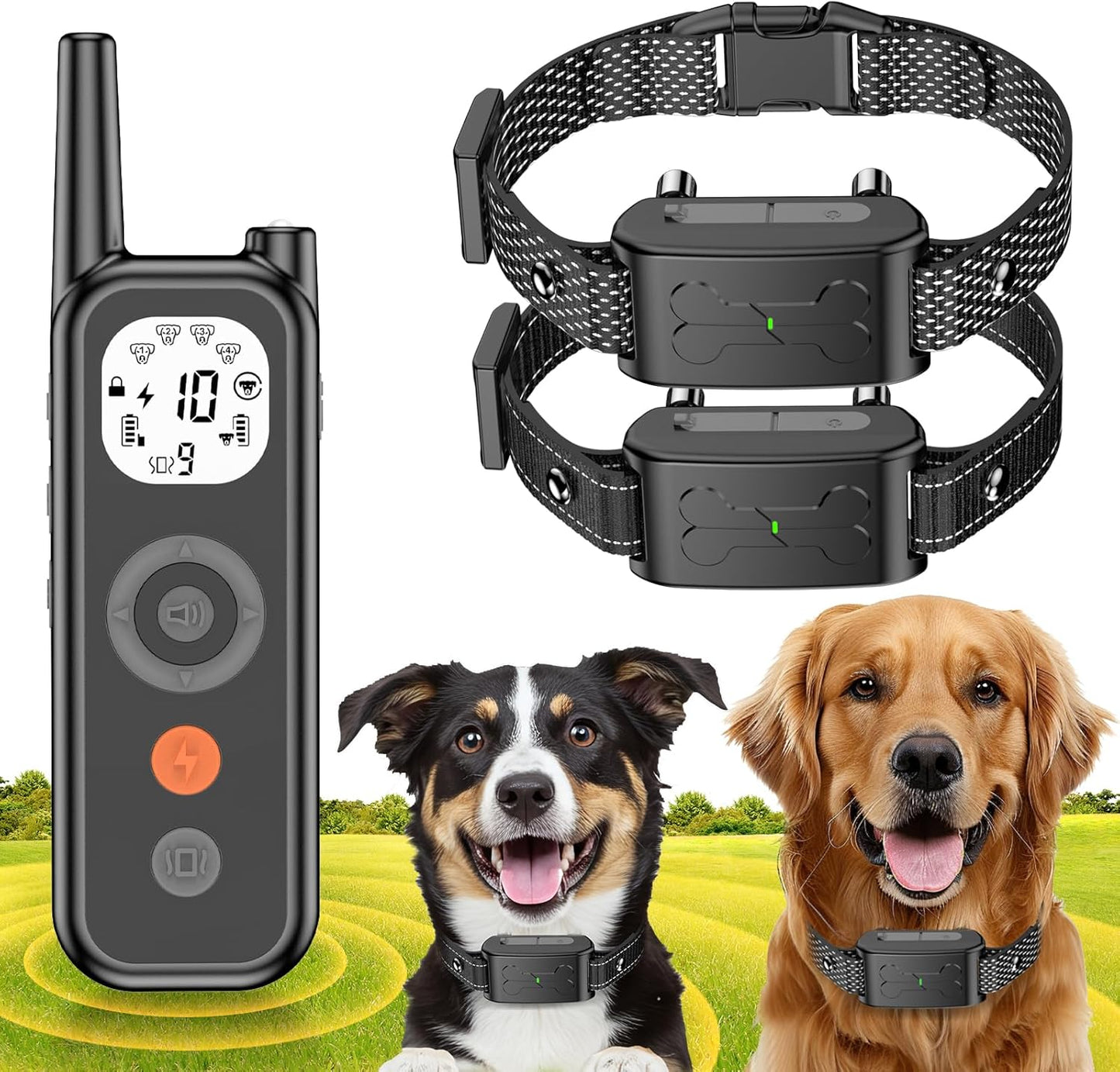 2-Dog Wireless Fence + Trainer, Waterproof & Adjustable