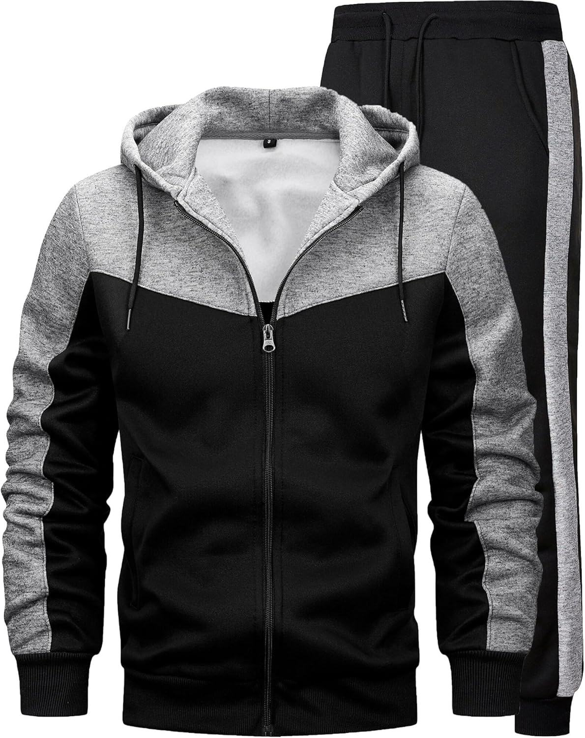 Men's 2 Pieces Tracksuit Full Zip Jogger Sports Suit for Gym