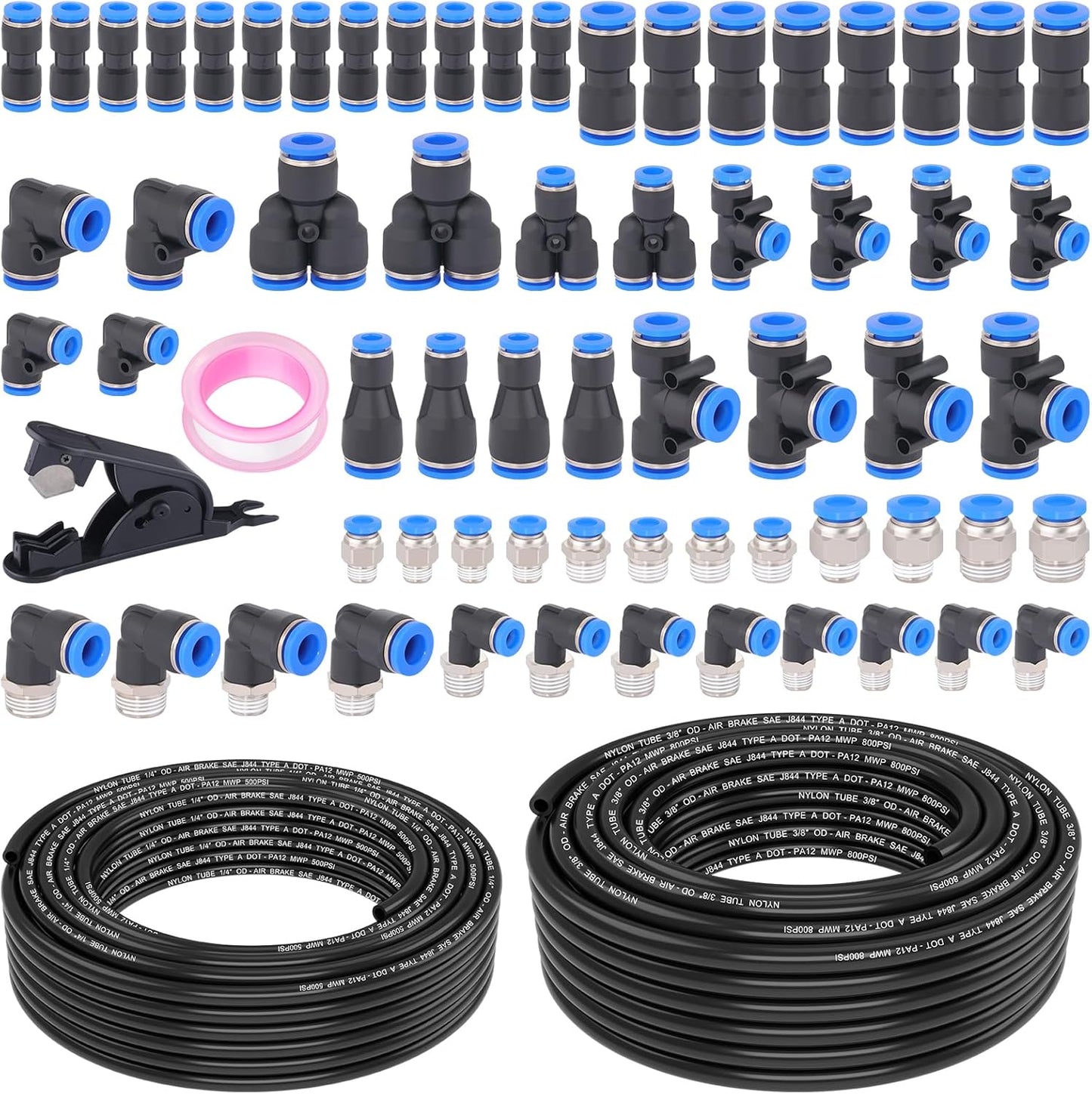 68 Pcs DOT Air Line with Quick Connect Fittings for Pneumatics