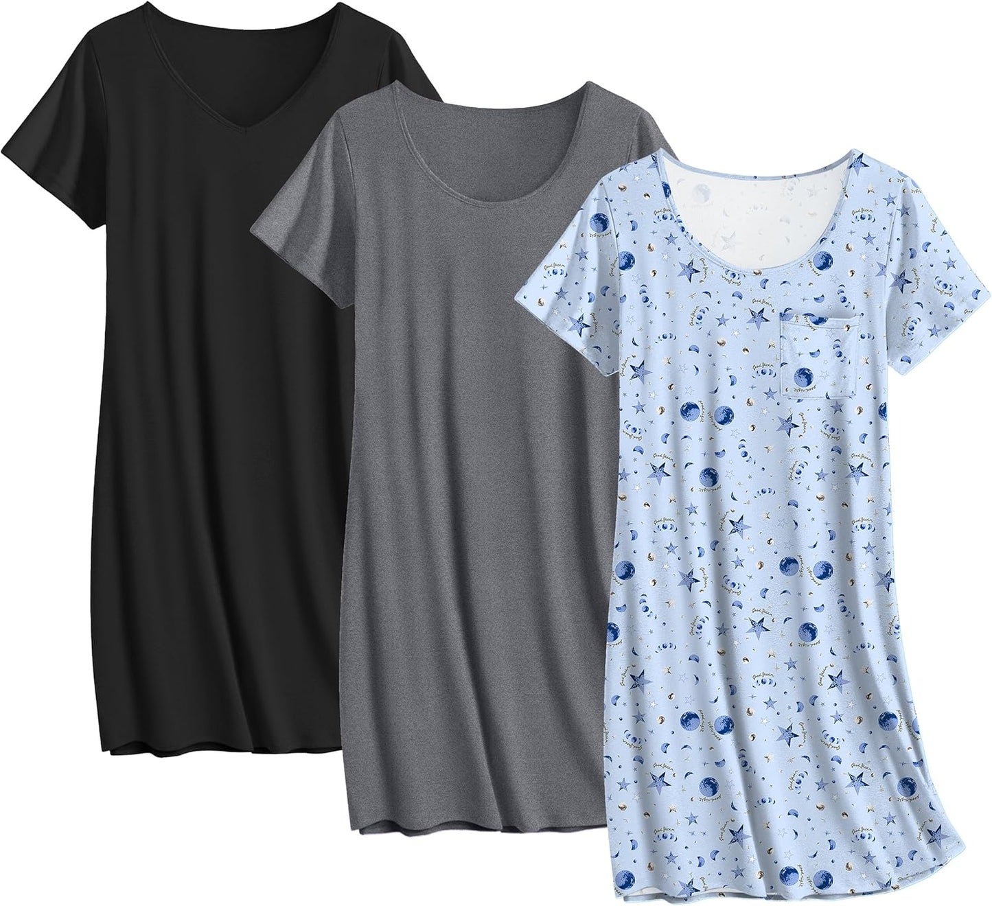Ekouaer Cotton Nightgowns for Women - 3 Pack Sleepshirts