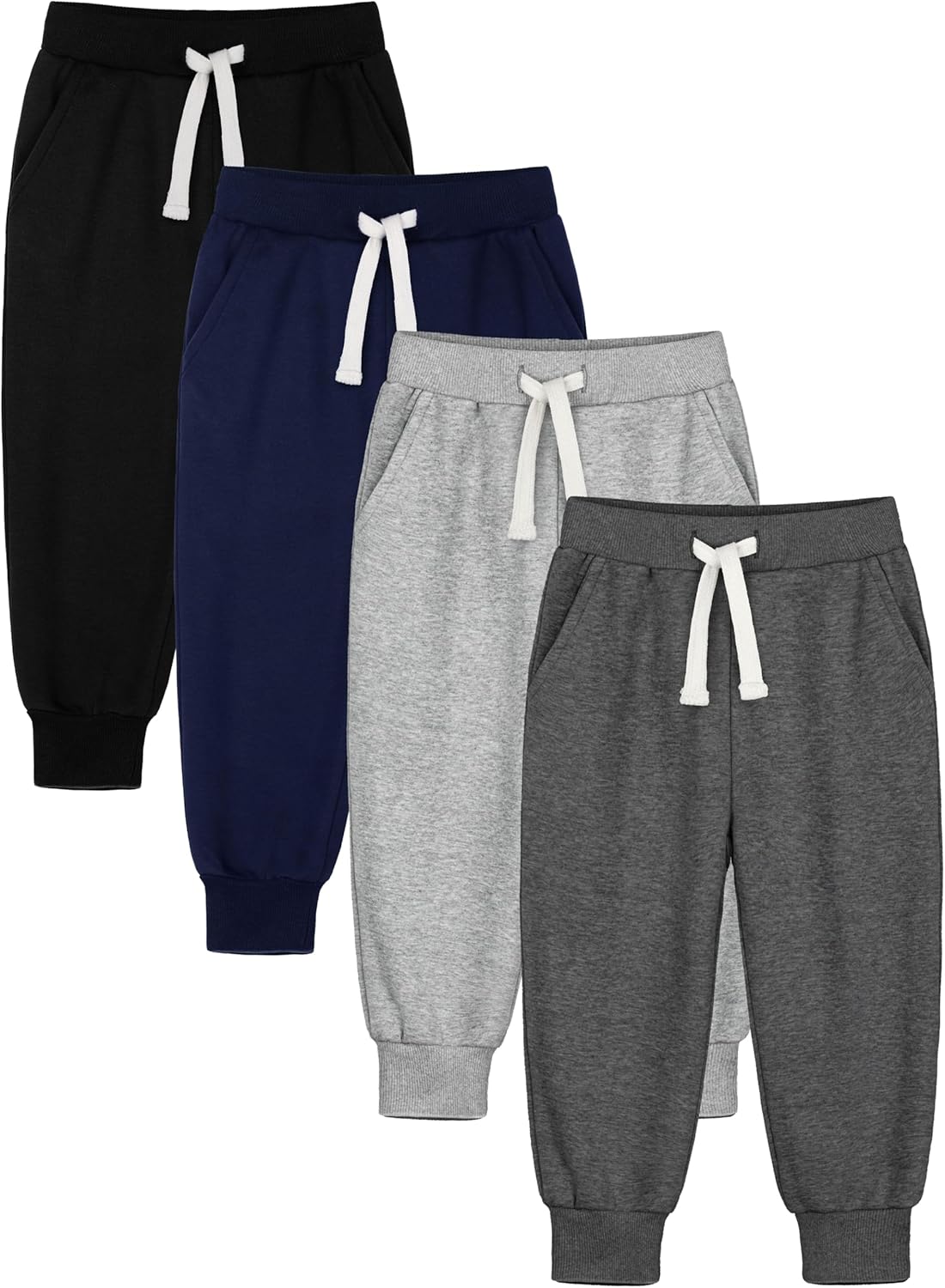 Toddler Boys Sweatpants 4 Pack Pure Cotton Joggers with Pocket