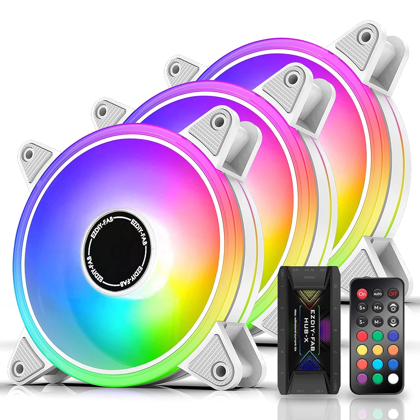 EZDIY-FAB White Moonlight 120mm RGB Case Fan with Remote Control