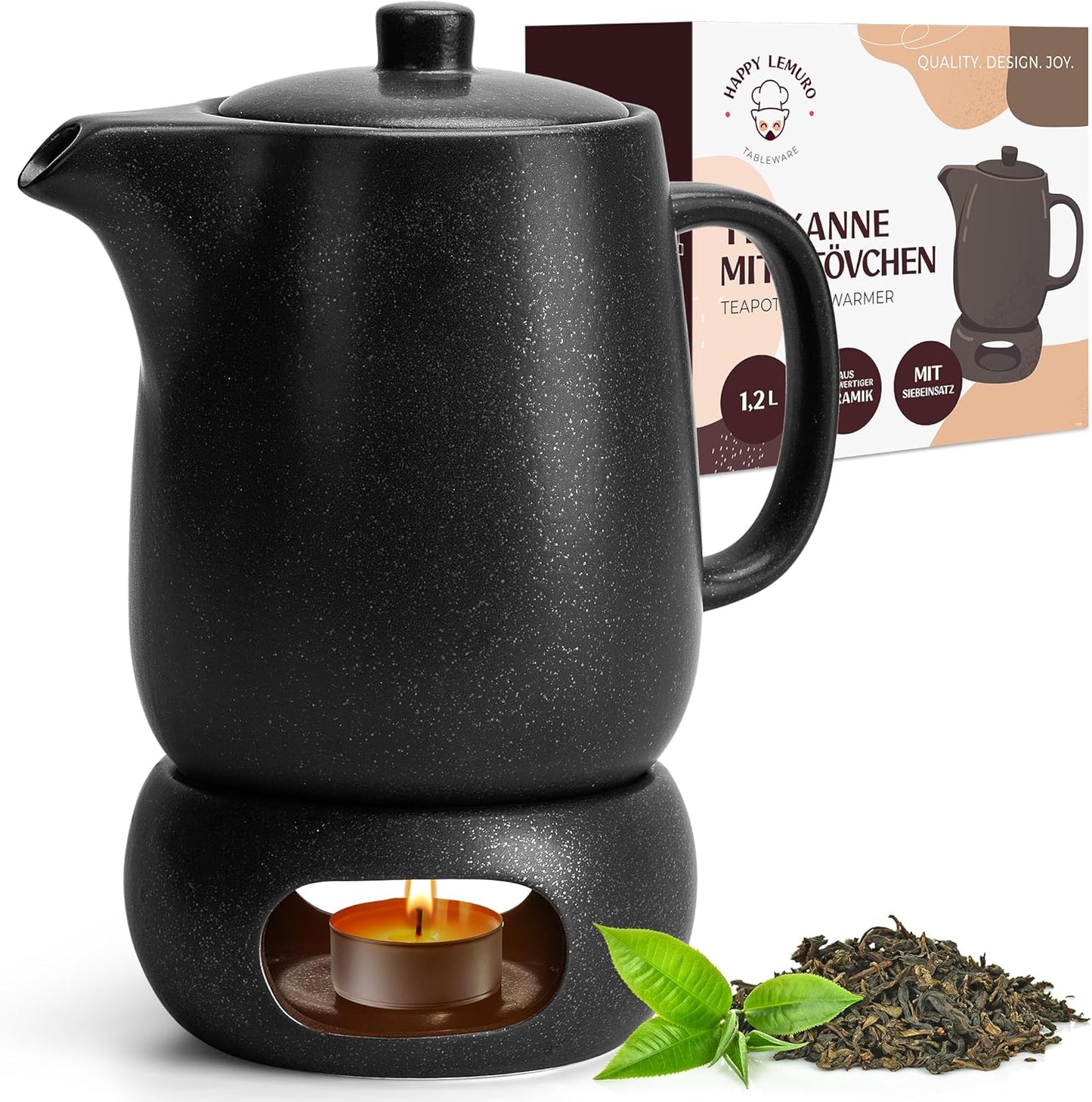 Ceramic Teapot with Warmer Set for Cozy Tea Moments