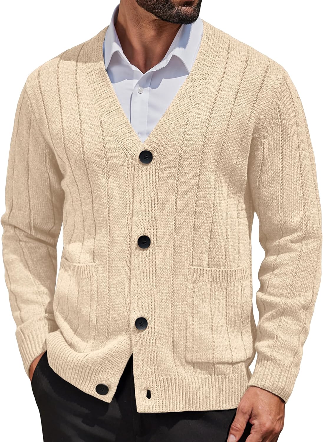 COOFANDY Men's Cardigan Sweater with Pockets for Comfort