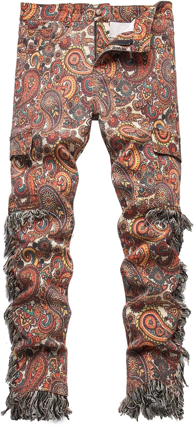 Baylvn Men's Designer Slim Fit Patchwork Jeans for Comfort