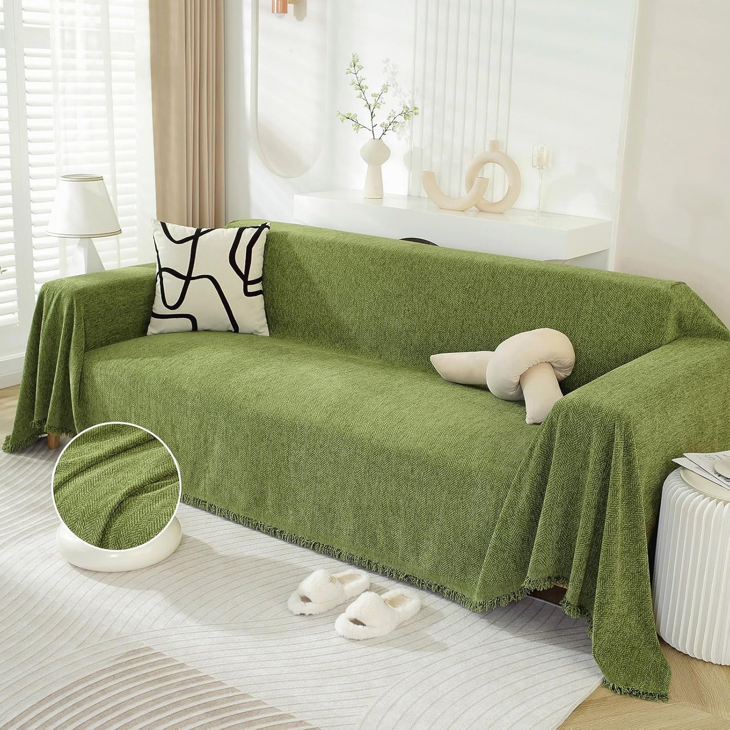 DREAMINGO Herringbone Jacquard Couch Cover for 3 Cushion Sofa