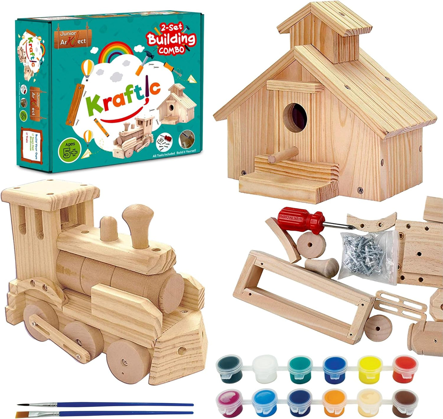Kraftic Woodworking Building Kit for Kids and Adults - Fun DIY