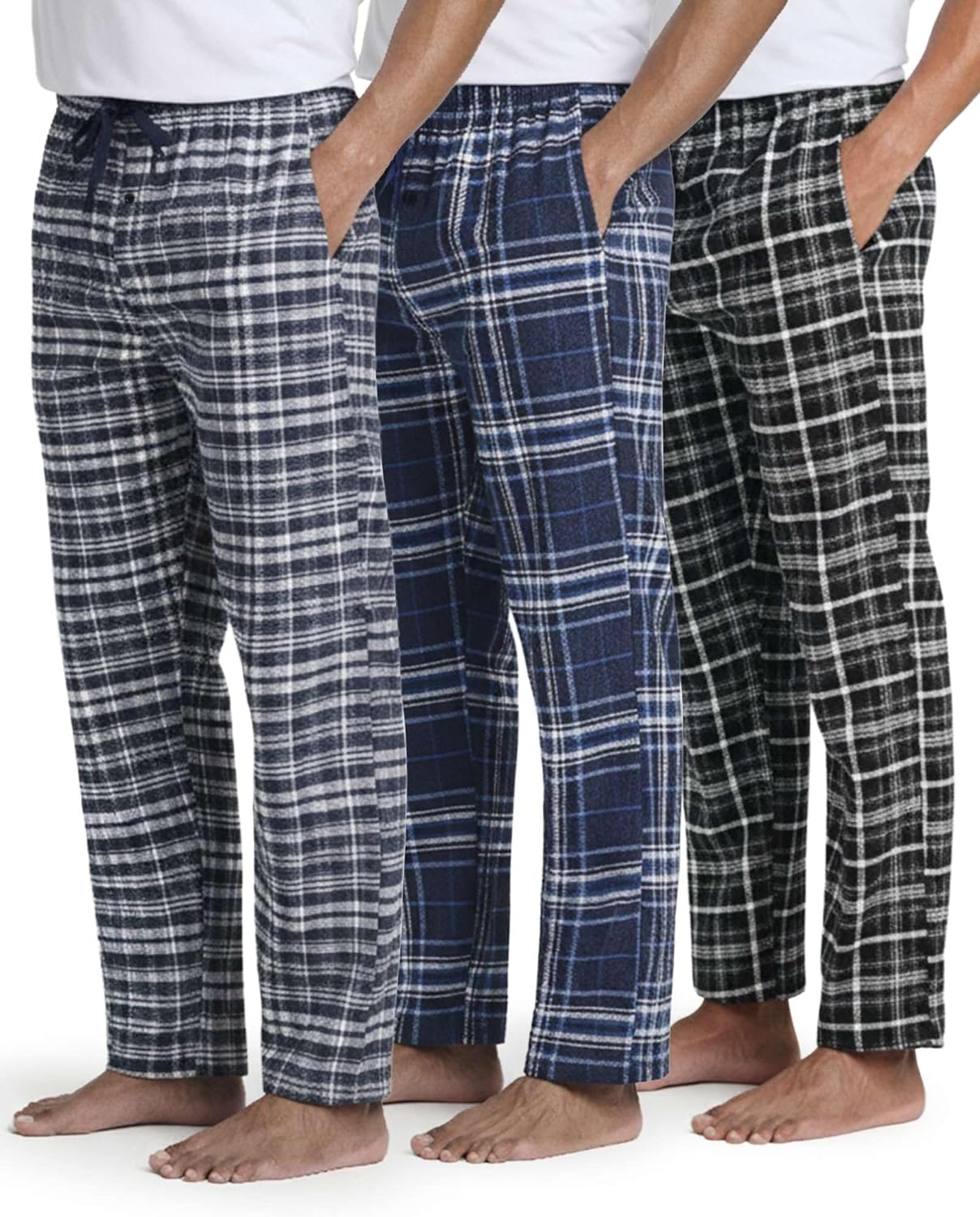 Real Essentials Men's Soft Cotton Flannel Pajama Pants Set