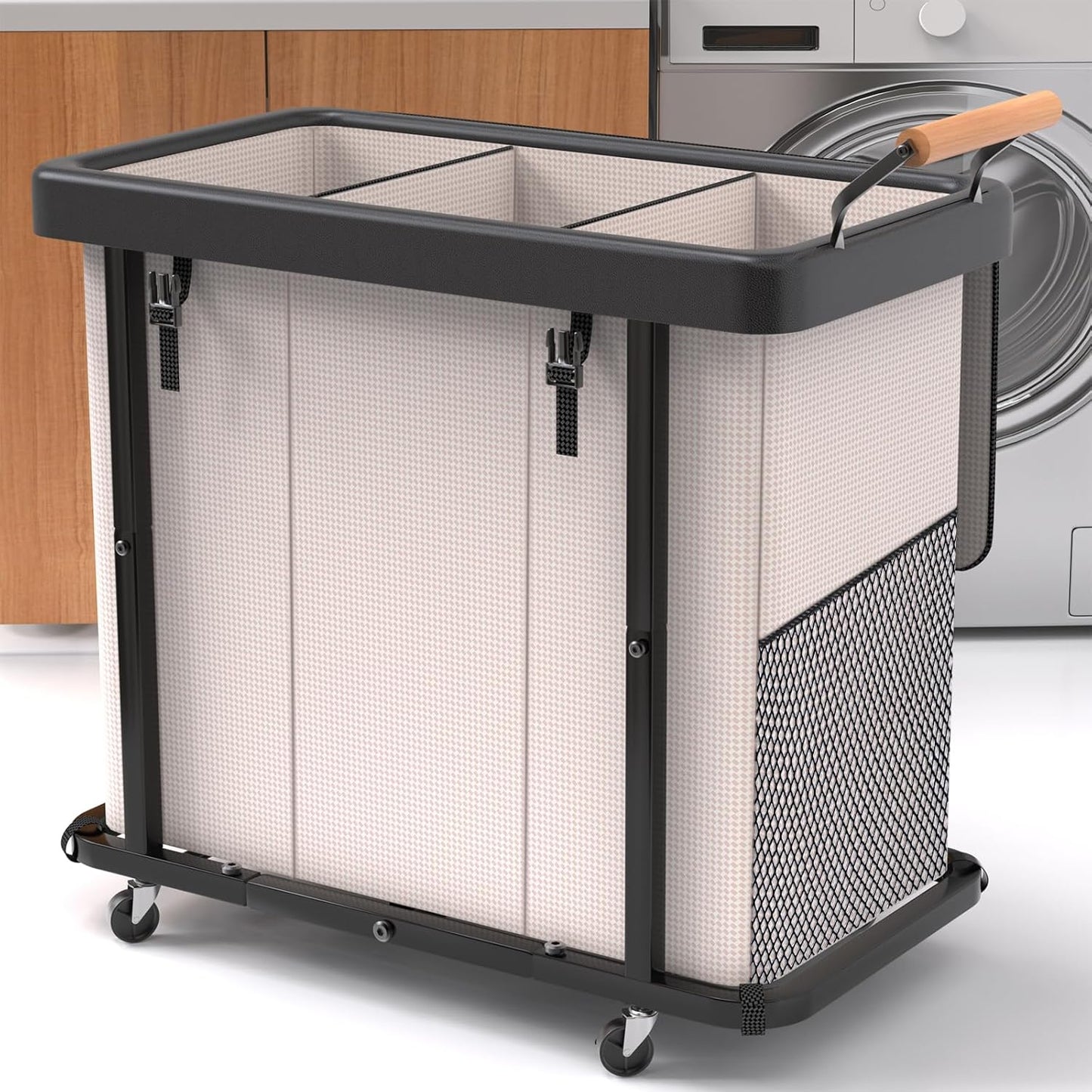230L Extra Large Fashion Laundry Sorter with Lid and Wheels