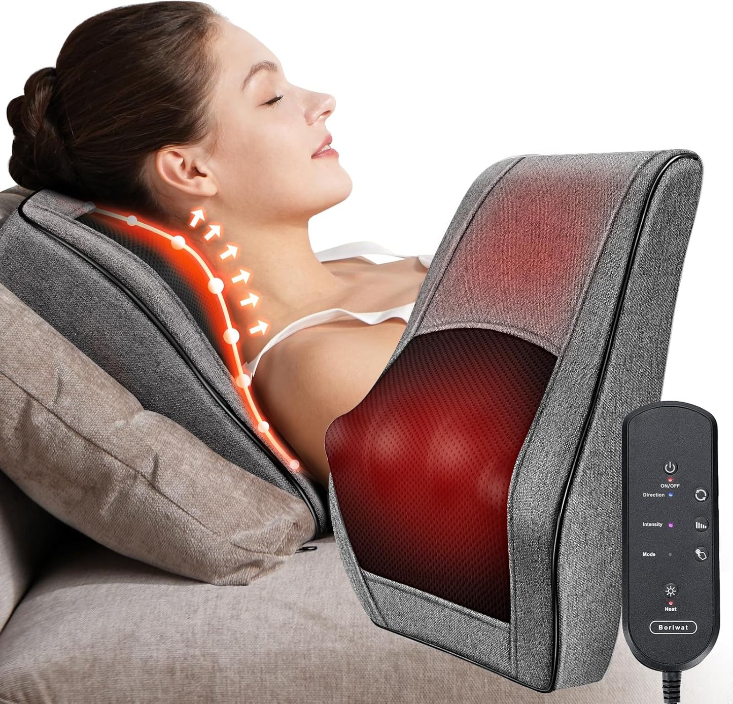 Boriwat Back Massager with Heat for Pain Relief and Relaxation
