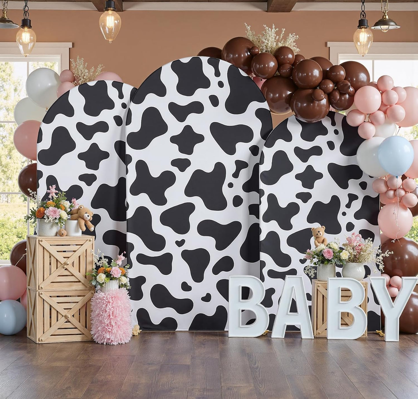 7.2ft Cow Arch Backdrop Cover Set for Farm Themed Parties