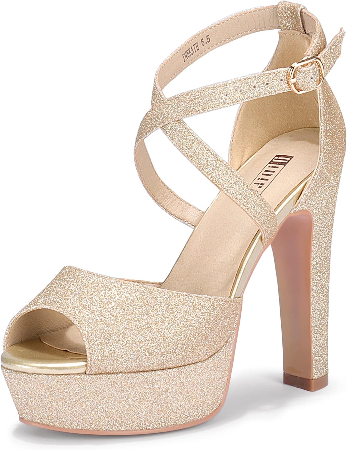 IDIFU Women's Platform Chunky High Heels Dress Sandals for Events