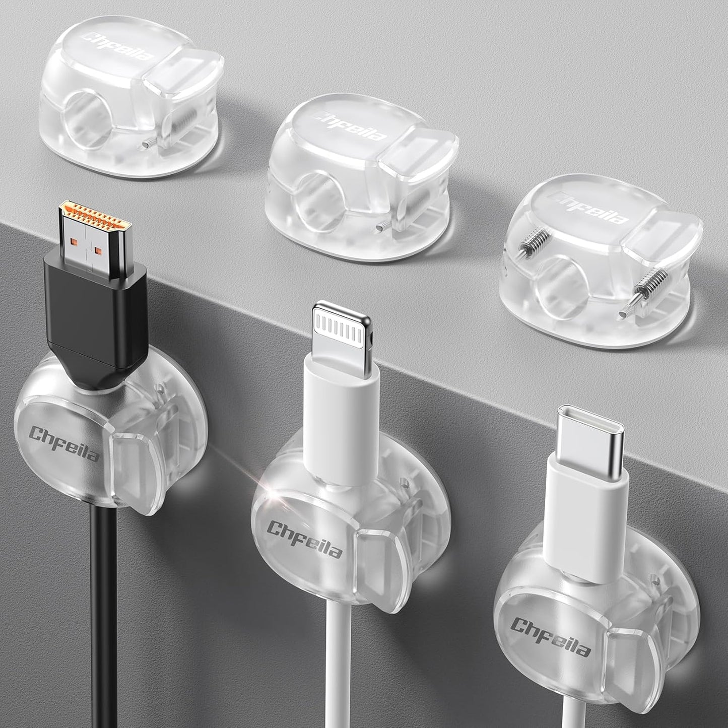 Chfeila Dual Spring Cable Clips - Max Stability for Desk Organization