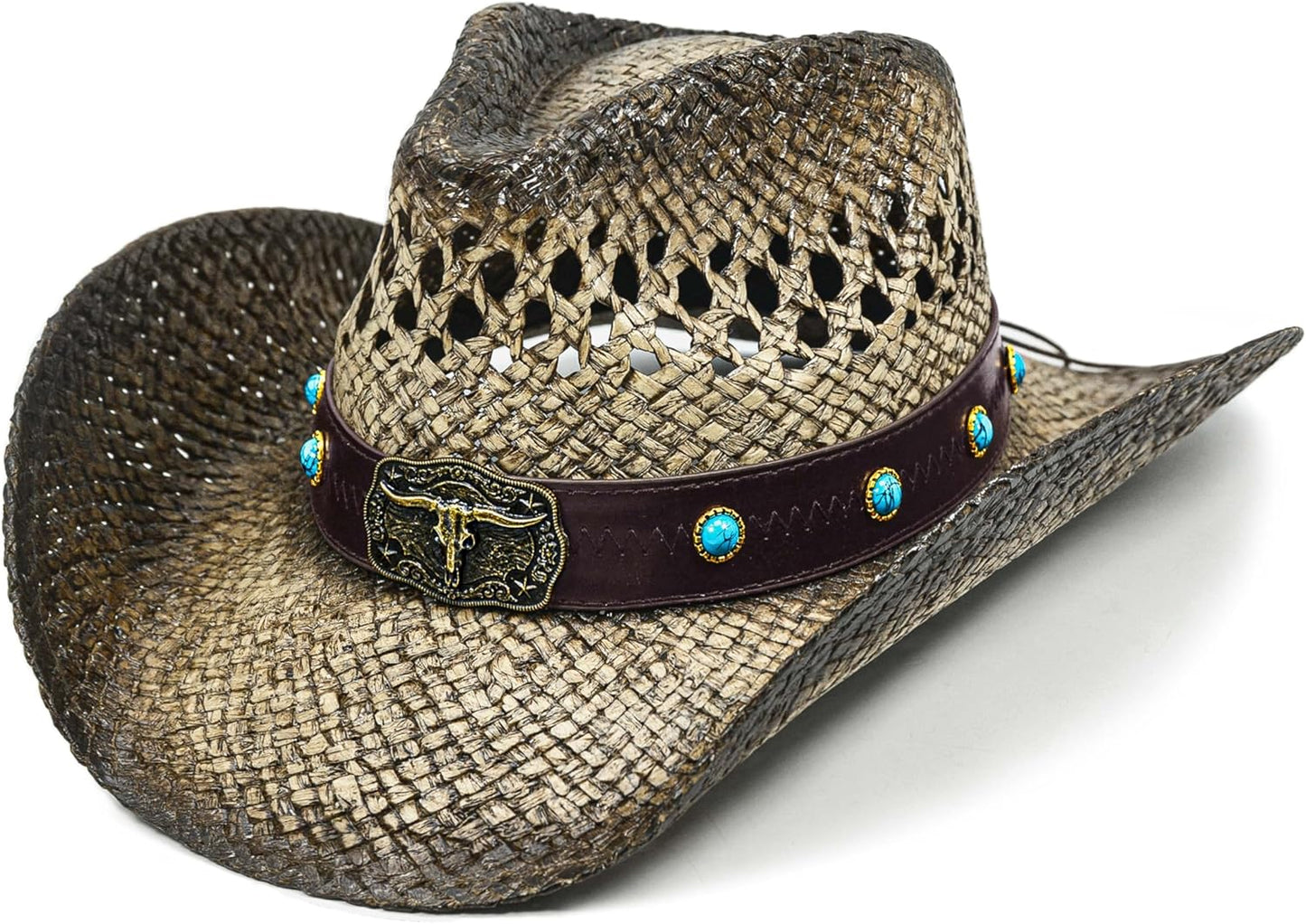 Cowgirl Hats for Women Straw Cowboy Hat with Shapeable Brim