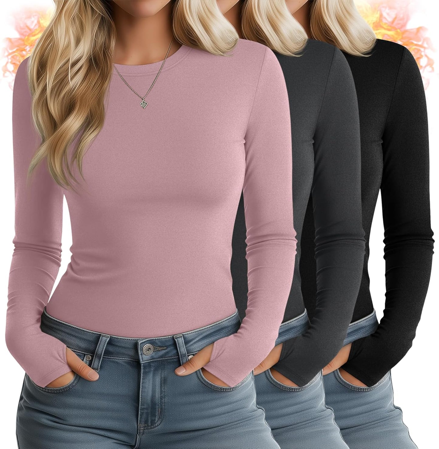 Huukeay Women's Thermal Shirts with Thumb Holes for Comfort
