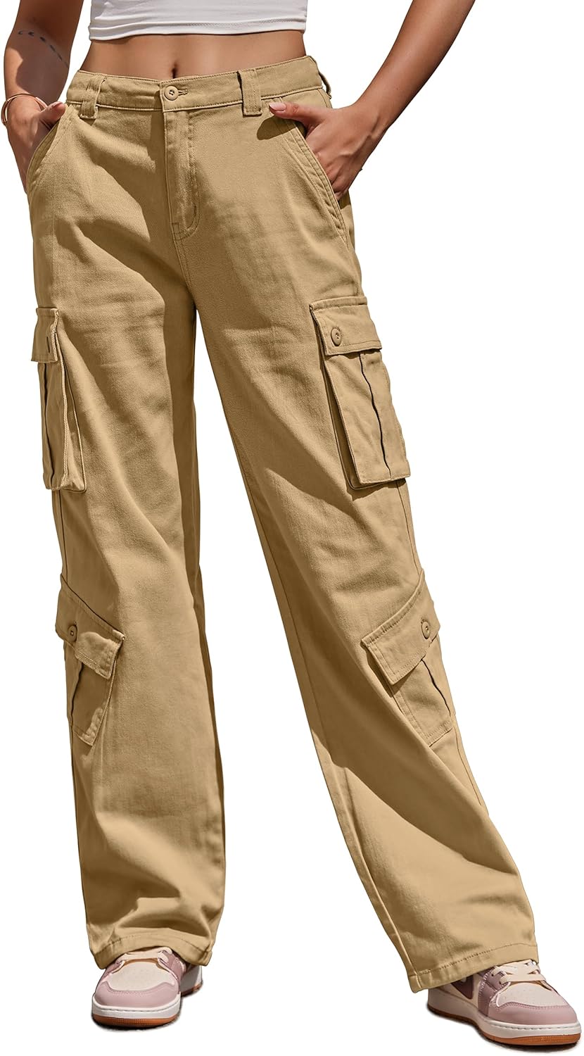 High Waisted Cargo Pants for Women with 8 Pockets and Comfort