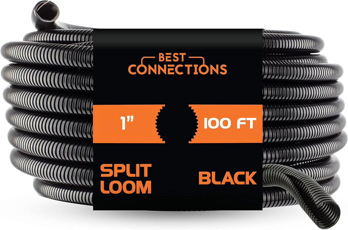 Best Connections 1in x 100 ft Split Wire Loom Tubing for Protection