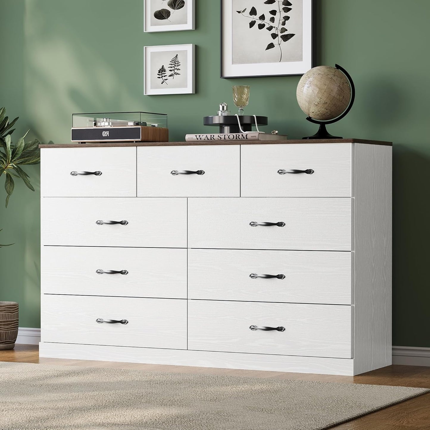 Modern 9 Drawer Dresser for Bedroom and Living Room Storage