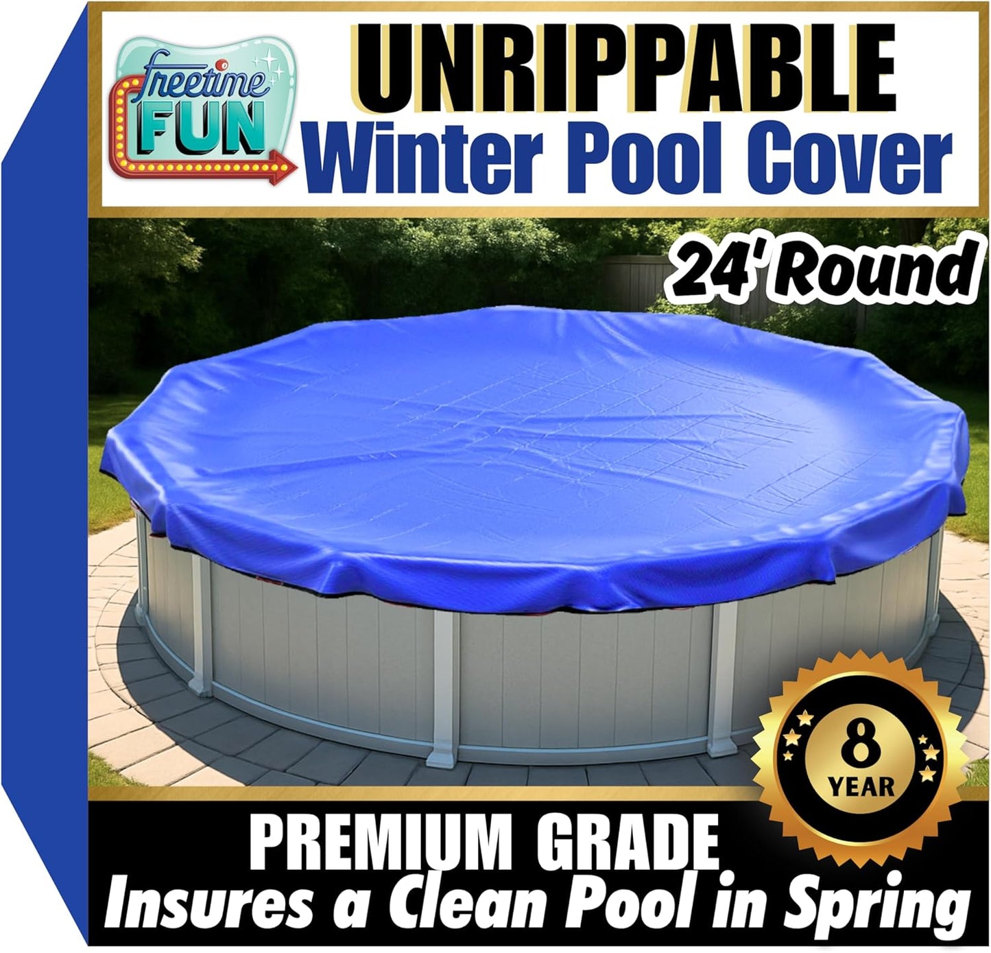 Unrippable Winter Pool Cover 24ft Round - Extra Thick & Durable